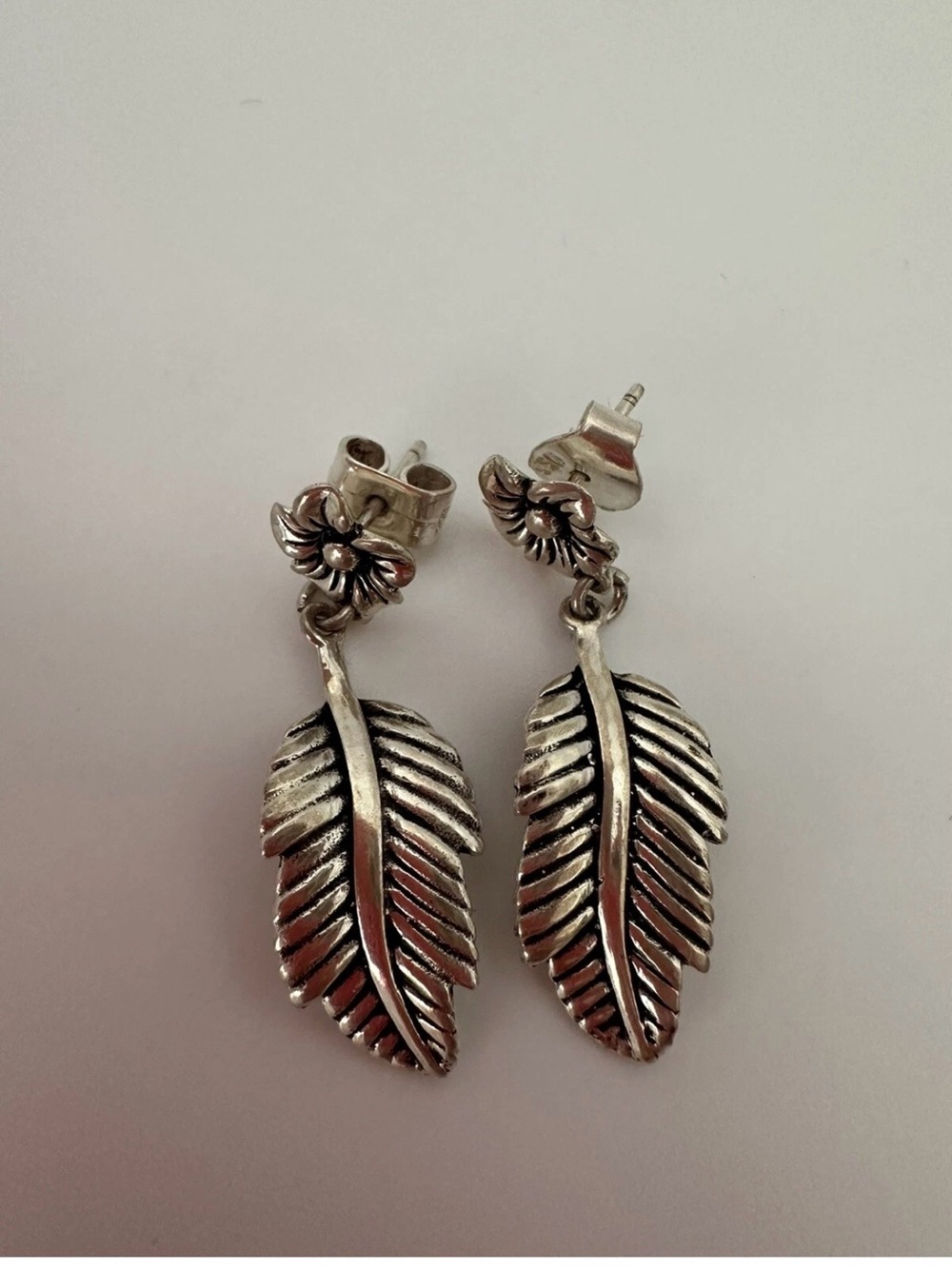 Silver 950  Feather Drop Earrings - Women Jewelry